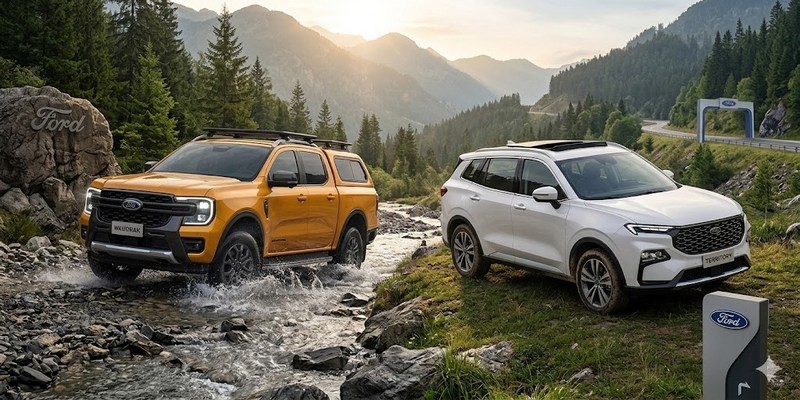 Ford Ranger Wildtrak (cam) và Ford Territory Titanium X (trắng) – Chinh phục phiêu lưu